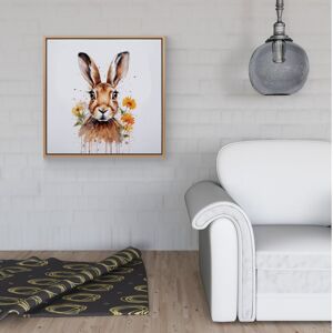 WRT Ltd Watercolour Hare and Daisies Framed Canvas - 40" x 40" - Black WRT Ltd Watercolour Hare and Daisies Framed Canvas - 40" x 40" - Black