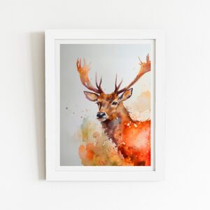WRT Ltd Majestic Stag Watercolour Art Prints - 20" x 30" - Black frame WRT Ltd Majestic Stag Watercolour Art Prints - 20" x 30" - Black frame