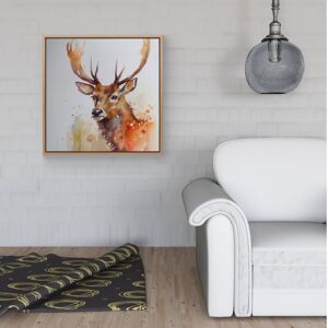 WRT Ltd Majestic Stag Watercolour Framed Canvas - 40" x 40" - White WRT Ltd Majestic Stag Watercolour Framed Canvas - 40" x 40" - White