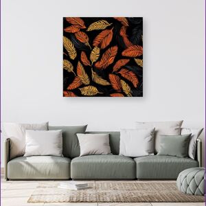 WRT Ltd Orange Feather Leaves Canvas - Small 10" x 10" WRT Ltd Orange Feather Leaves Canvas - Small 10" x 10"