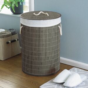 XS-Stock.com Ltd Round Laundry Basket Bamboo & Rattan Effect Eco Friendly Hamper 50cm - Grey XS-Stock.com Ltd Round Laundry Basket Bamboo & Rattan Effect Eco Friendly Hamper 50cm - Grey