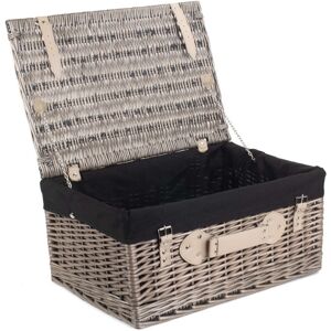 Red Hamper 51cm Antique Wash Wicker Picnic Basket with Cotton Lining - Black Red Hamper 51cm Antique Wash Wicker Picnic Basket with Cotton Lining - Black