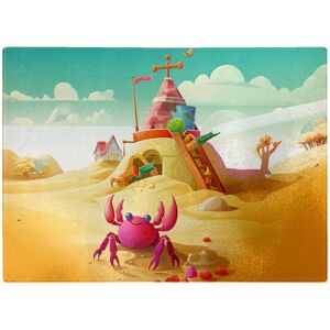 WRT Ltd Pink Crab On A Beach Holiday Glass Chopping Board WRT Ltd Pink Crab On A Beach Holiday Glass Chopping Board