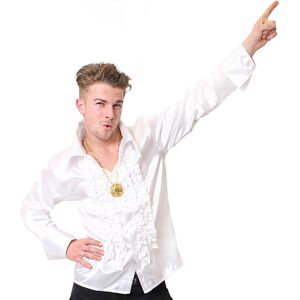I Love Fancy Dress Adults White Disco Shirt - Small I Love Fancy Dress Adults White Disco Shirt - Small