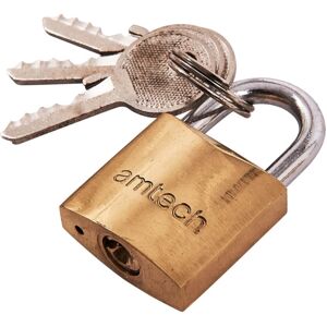 XS-Stock.com Ltd Amtech Brass Padlock Heavy Duty Steel Shackle 3 Keys - 25mm XS-Stock.com Ltd Amtech Brass Padlock Heavy Duty Steel Shackle 3 Keys - 25mm