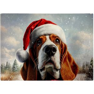 WRT Ltd Snowy Christmas Bassett Hound Glass Chopping Board WRT Ltd Snowy Christmas Bassett Hound Glass Chopping Board