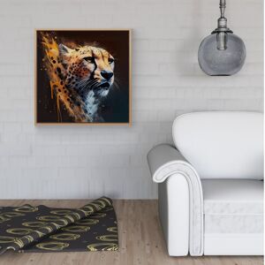 WRT Ltd Cheetah Face Splashart Dark Background Framed Canvas - 16" x 16" - Pine WRT Ltd Cheetah Face Splashart Dark Background Framed Canvas - 16" x 16" - Pine