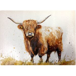 WRT Ltd Watercolour Highland Cow Glass Chopping Board WRT Ltd Watercolour Highland Cow Glass Chopping Board
