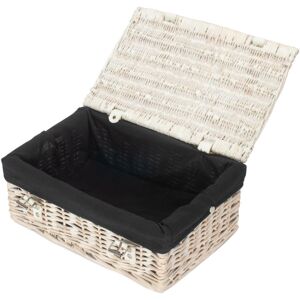 Red Hamper 35cm Empty Wicker Whitewash Picnic Basket - Black Red Hamper 35cm Empty Wicker Whitewash Picnic Basket - Black