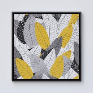 WRT Ltd Yellow Grey Feather Leaves Framed Canvas - 10" x 10" - Black WRT Ltd Yellow Grey Feather Leaves Framed Canvas - 10" x 10" - Black