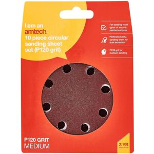 XS-Stock.com Ltd Amtech 115mm 10 Piece Circular Sanding Sheet Set - P120 Grit XS-Stock.com Ltd Amtech 115mm 10 Piece Circular Sanding Sheet Set - P120 Grit