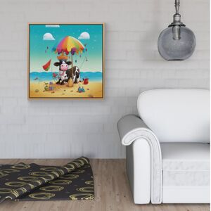 WRT Ltd Cow On A Beach Holiday Framed Canvas - 40" x 40" - Black WRT Ltd Cow On A Beach Holiday Framed Canvas - 40" x 40" - Black