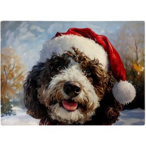 WRT Ltd Snowy Christmas Spanish Water Dog Glass Chopping Board WRT Ltd Snowy Christmas Spanish Water Dog Glass Chopping Board