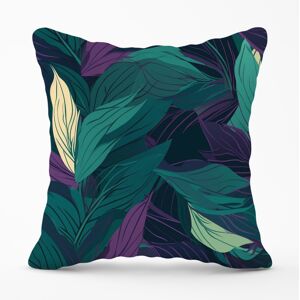 WRT Ltd Green Purple Tropical Leaves Cushions - 45cm x 45cm WRT Ltd Green Purple Tropical Leaves Cushions - 45cm x 45cm