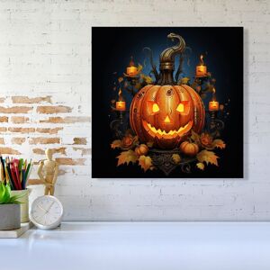 WRT Ltd Spooy Pumpkin With Leaves And Small Candles Canvas - Large 30" x 30" WRT Ltd Spooy Pumpkin With Leaves And Small Candles Canvas - Large 30" x 30"