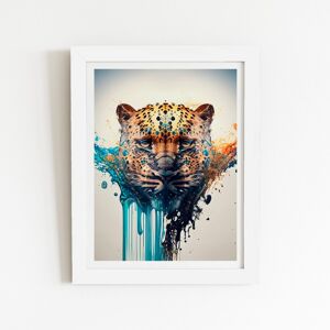 WRT Ltd Leapoard Face Splashart On Light Background Art Prints - 8" x 10" - White frame WRT Ltd Leapoard Face Splashart On Light Background Art Prints - 8" x 10" - White frame