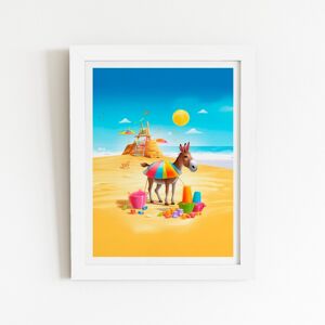 WRT Ltd Donkey On A Beach Holiday Art Prints - 20" x 30" - Black frame WRT Ltd Donkey On A Beach Holiday Art Prints - 20" x 30" - Black frame