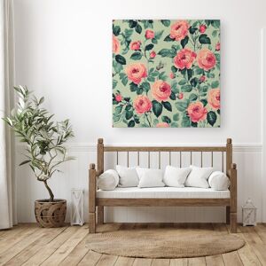 WRT Ltd Sage Green And Pink Roses Canvas - Large 30" x 30" WRT Ltd Sage Green And Pink Roses Canvas - Large 30" x 30"