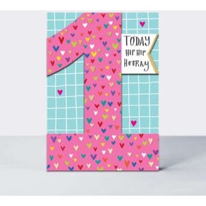 Giddy Goat Toys Birthday card - Age 1 - Hearts Giddy Goat Toys Birthday card - Age 1 - Hearts