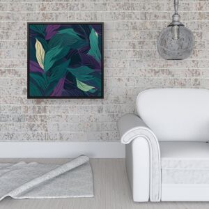WRT Ltd Green Purple Tropical Leaves Framed Canvas - 16" x 16" - Black WRT Ltd Green Purple Tropical Leaves Framed Canvas - 16" x 16" - Black