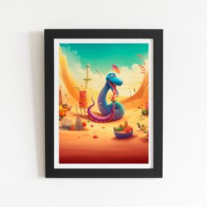 WRT Ltd Snake On A Beach Holiday Art Prints - 8" x 10" - Black frame WRT Ltd Snake On A Beach Holiday Art Prints - 8" x 10" - Black frame