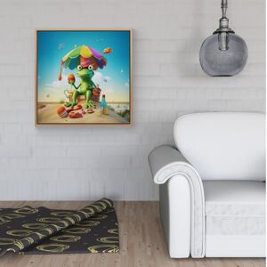 WRT Ltd Frog On A Beach Holiday Framed Canvas - 40" x 40" - Black WRT Ltd Frog On A Beach Holiday Framed Canvas - 40" x 40" - Black