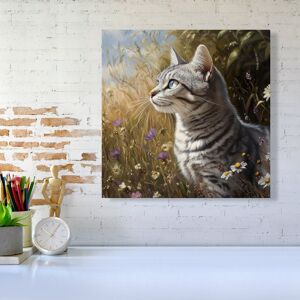 WRT Ltd Silver Tabby Cat In A Spring Meadow Canvas - Medium 16" x 16" WRT Ltd Silver Tabby Cat In A Spring Meadow Canvas - Medium 16" x 16"
