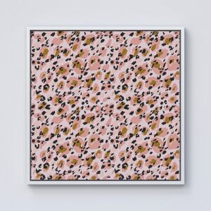 WRT Ltd Hand Drawn Pink Leopard Print Framed Canvas - 10" x 10" - White WRT Ltd Hand Drawn Pink Leopard Print Framed Canvas - 10" x 10" - White