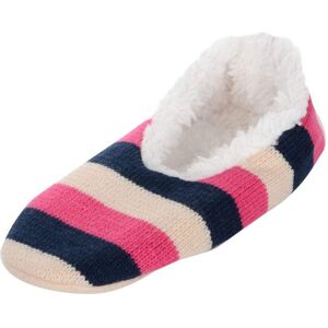 XS-Stock.com Ltd Womens Stripe Knit Ballet Style Slippers With Sherpa Lining - Navy & Pink - 3-4 XS-Stock.com Ltd Womens Stripe Knit Ballet Style Slippers With Sherpa Lining - Navy & Pink - 3-4