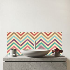 WRT Ltd Geometric Vintage Colored Chevron Pattern Glass Bathroom Splashback WRT Ltd Geometric Vintage Colored Chevron Pattern Glass Bathroom Splashback