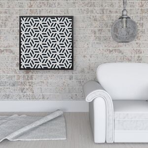 WRT Ltd Geometric Monochrome Hexagonal Pattern Framed Canvas - 16" x 16" - Black WRT Ltd Geometric Monochrome Hexagonal Pattern Framed Canvas - 16" x 16" - Black