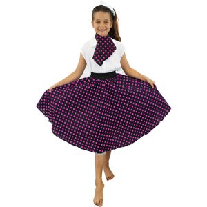 I Love Fancy Dress Childs Long Polka Dot Skirt - Black/Pink I Love Fancy Dress Childs Long Polka Dot Skirt - Black/Pink
