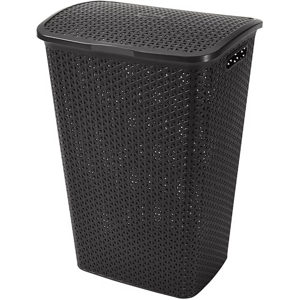 XS-Stock.com Ltd Curver My Style Rattan Effect Plastic Laundry Hamper Basket Lid 55L - Light Grey XS-Stock.com Ltd Curver My Style Rattan Effect Plastic Laundry Hamper Basket Lid 55L - Light Grey
