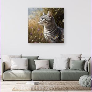WRT Ltd Silver Tabby Cat In A Spring Meadow Canvas - Extra Large 40" x 40" WRT Ltd Silver Tabby Cat In A Spring Meadow Canvas - Extra Large 40" x 40"