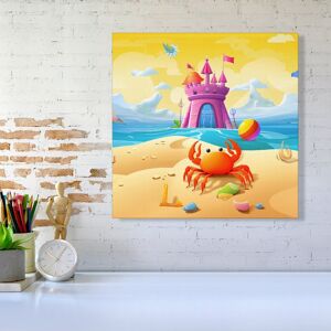 WRT Ltd Orange Crab On A Beach Holiday Canvas - Large 30" x 30" WRT Ltd Orange Crab On A Beach Holiday Canvas - Large 30" x 30"