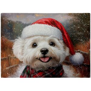 WRT Ltd Snowy Christmas Bischon Frise Glass Chopping Board WRT Ltd Snowy Christmas Bischon Frise Glass Chopping Board