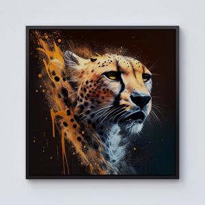 WRT Ltd Cheetah Face Splashart Dark Background Framed Canvas - 10" x 10" - Black WRT Ltd Cheetah Face Splashart Dark Background Framed Canvas - 10" x 10" - Black