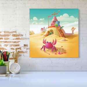 WRT Ltd Pink Crab On A Beach Holiday Canvas - Large 30" x 30" WRT Ltd Pink Crab On A Beach Holiday Canvas - Large 30" x 30"