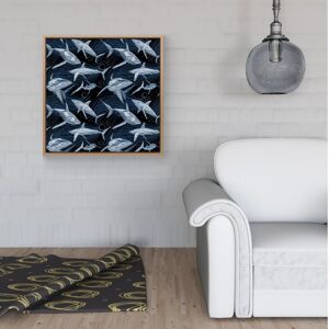 WRT Ltd Hand Drawn Shark Pattern Framed Canvas - 30" x 30" - Pine WRT Ltd Hand Drawn Shark Pattern Framed Canvas - 30" x 30" - Pine