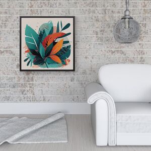 WRT Ltd Green Orange Tropical Leaves Framed Canvas - 16" x 16" - Black WRT Ltd Green Orange Tropical Leaves Framed Canvas - 16" x 16" - Black