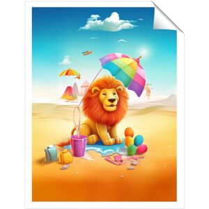 WRT Ltd Lion On A Beach Holiday Art Prints - 8" x 10" - No frame WRT Ltd Lion On A Beach Holiday Art Prints - 8" x 10" - No frame