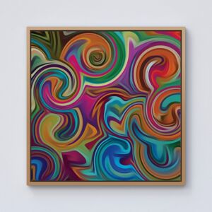 WRT Ltd Colourful Wave Pattern Framed Canvas - 10" x 10" - Pine WRT Ltd Colourful Wave Pattern Framed Canvas - 10" x 10" - Pine