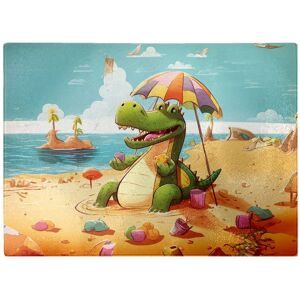 WRT Ltd A Crocodile On A Beach Holiday Glass Chopping Board WRT Ltd A Crocodile On A Beach Holiday Glass Chopping Board