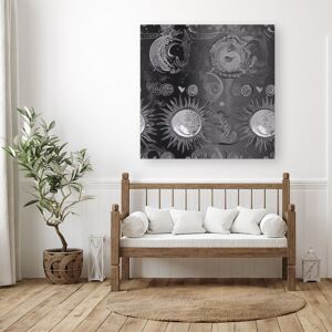 WRT Ltd Black Grey Abstract Sun and Moon Canvas - Medium 16" x 16" WRT Ltd Black Grey Abstract Sun and Moon Canvas - Medium 16" x 16"