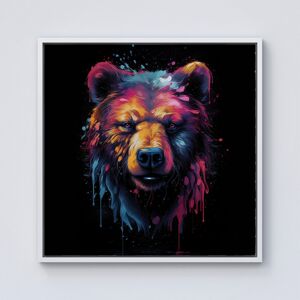 WRT Ltd Splashart Bear Face Framed Canvas - 10" x 10" - White WRT Ltd Splashart Bear Face Framed Canvas - 10" x 10" - White