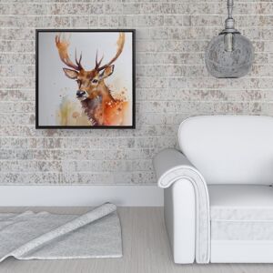 WRT Ltd Majestic Stag Watercolour Framed Canvas - 16" x 16" - Black WRT Ltd Majestic Stag Watercolour Framed Canvas - 16" x 16" - Black