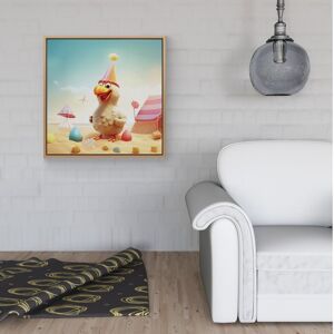WRT Ltd Funky Chicken On A Beach Holiday Framed Canvas - 16" x 16" - Pine WRT Ltd Funky Chicken On A Beach Holiday Framed Canvas - 16" x 16" - Pine