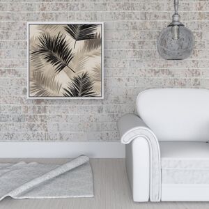 WRT Ltd Black And White Tropical Palm Leaves Framed Canvas - 16" x 16" - White WRT Ltd Black And White Tropical Palm Leaves Framed Canvas - 16" x 16" - White