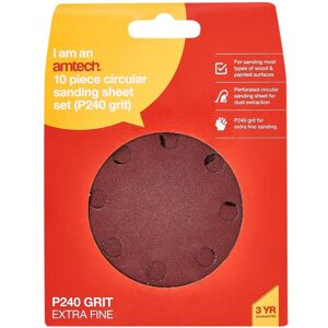 XS-Stock.com Ltd Amtech 10 Piece Circular Sanding Sheet Set P60 P240 - P240 XS-Stock.com Ltd Amtech 10 Piece Circular Sanding Sheet Set P60 P240 - P240