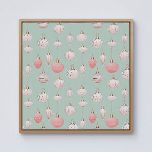 WRT Ltd Christmas Decorations Pink And Green Framed Canvas - 10" x 10" - Pine WRT Ltd Christmas Decorations Pink And Green Framed Canvas - 10" x 10" - Pine